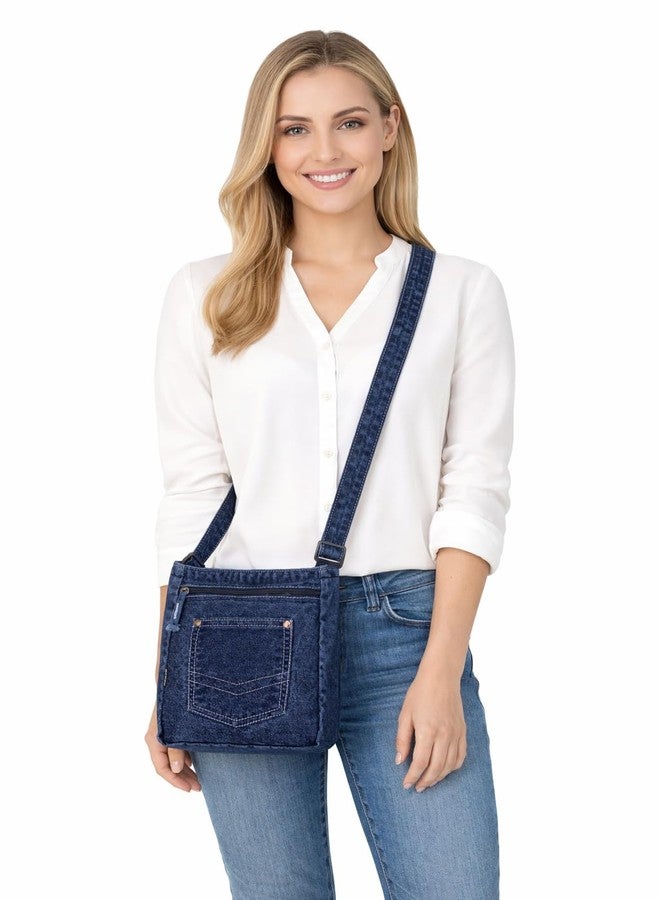 ZAINTO Denim Sling Bag for Women | Stylish Small Crossbody Bag | Premium Denim Material with Adjustable Strap, Lightweight Everyday Sling for Travel & Daily Use (Darkblue) (Darkblue) - Image 2